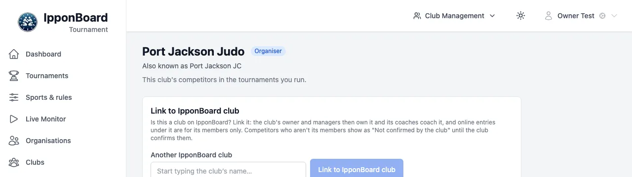 Port Jackson Judo's page after the merge: Also known as Port Jackson JC